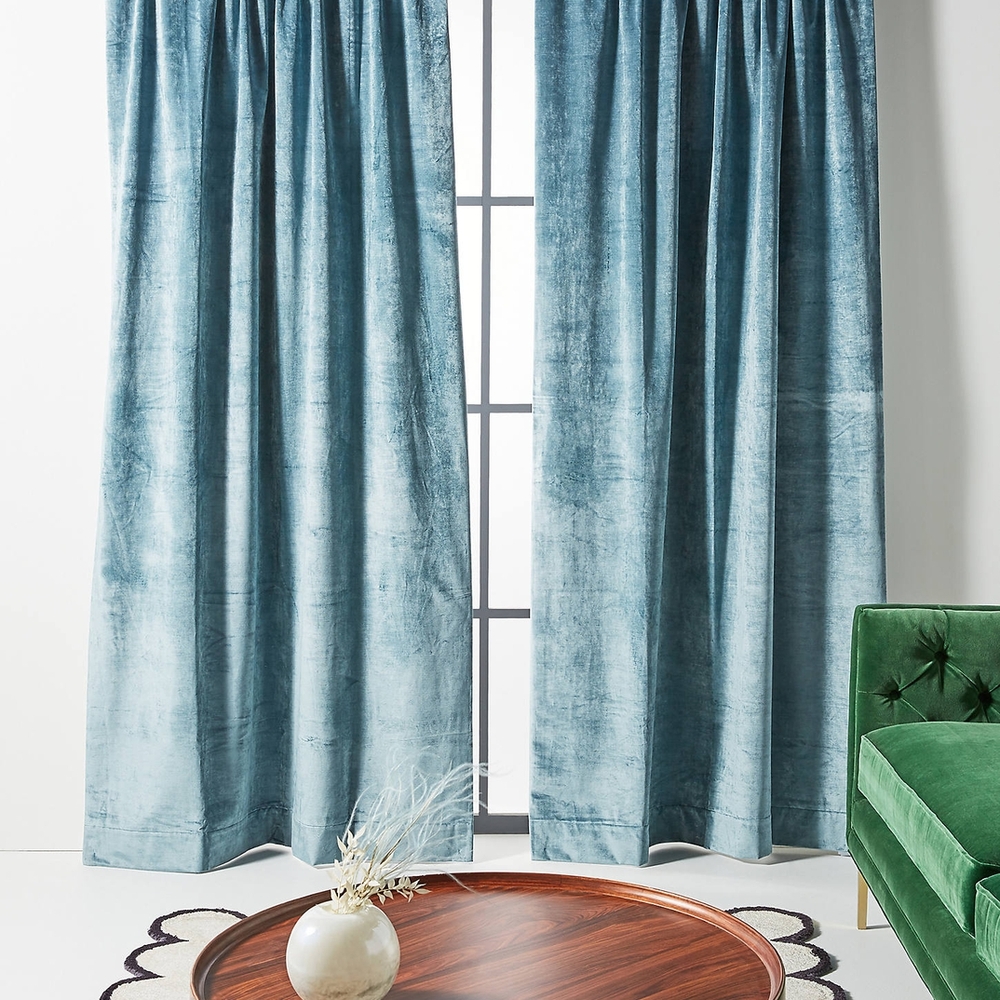 anthropologie velvet slub blackout curtain